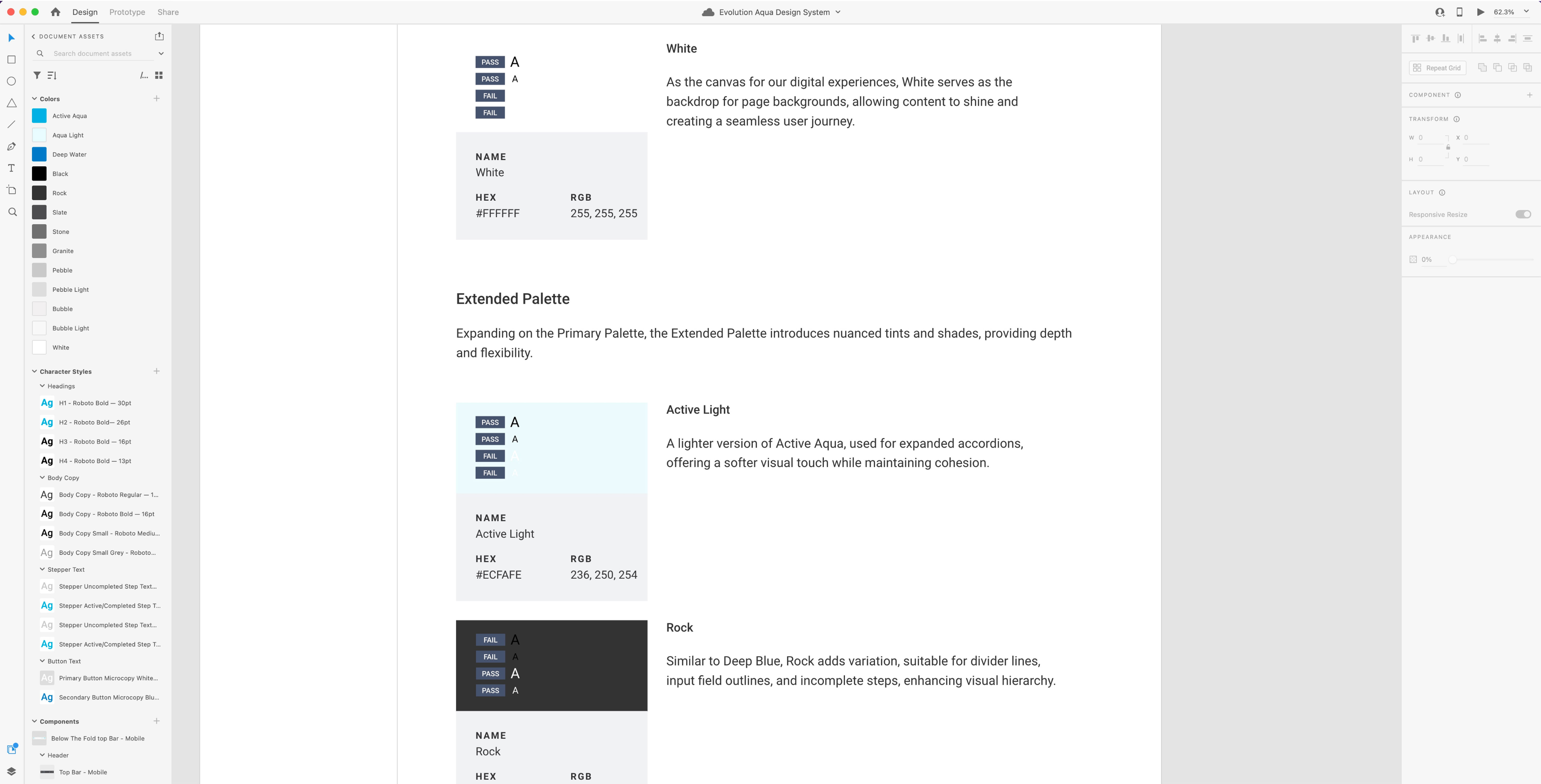 Image showing a page of Colour section of the design system.