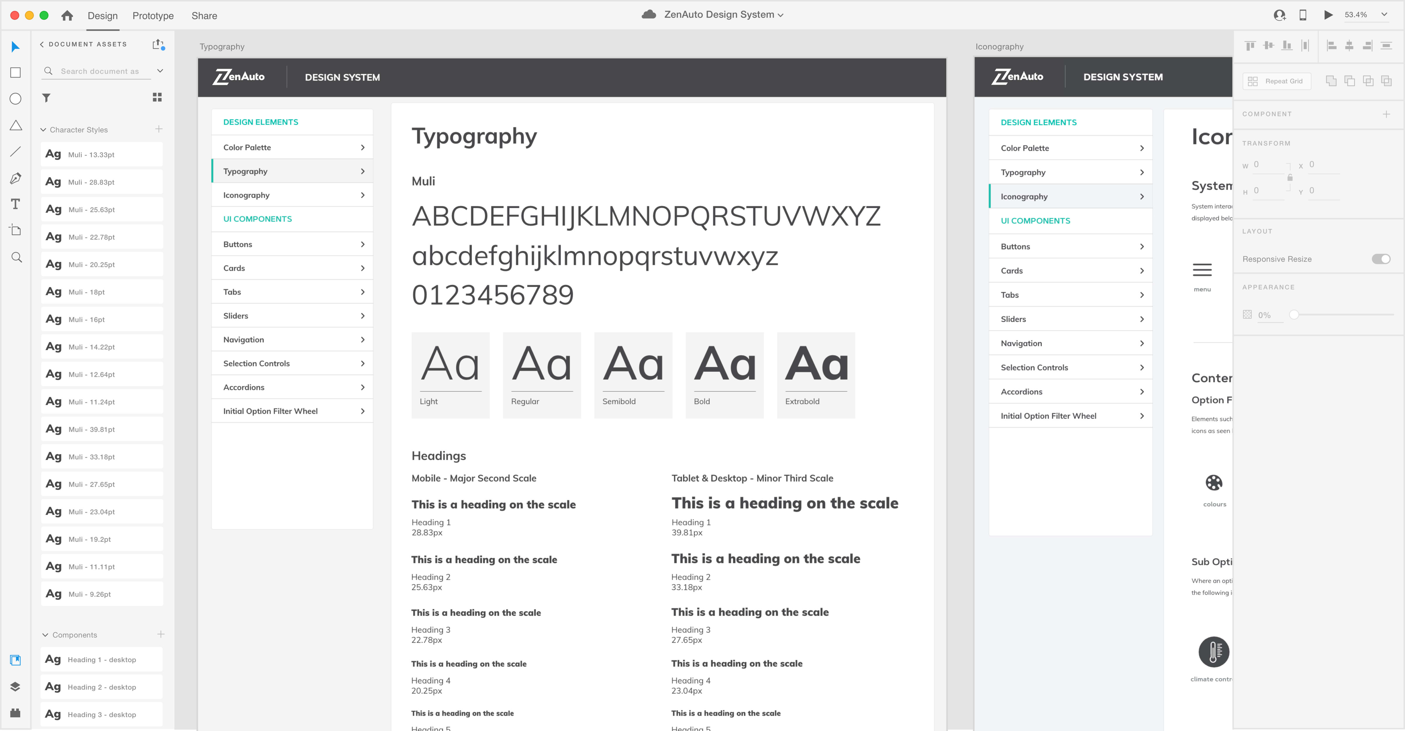 Design system typography